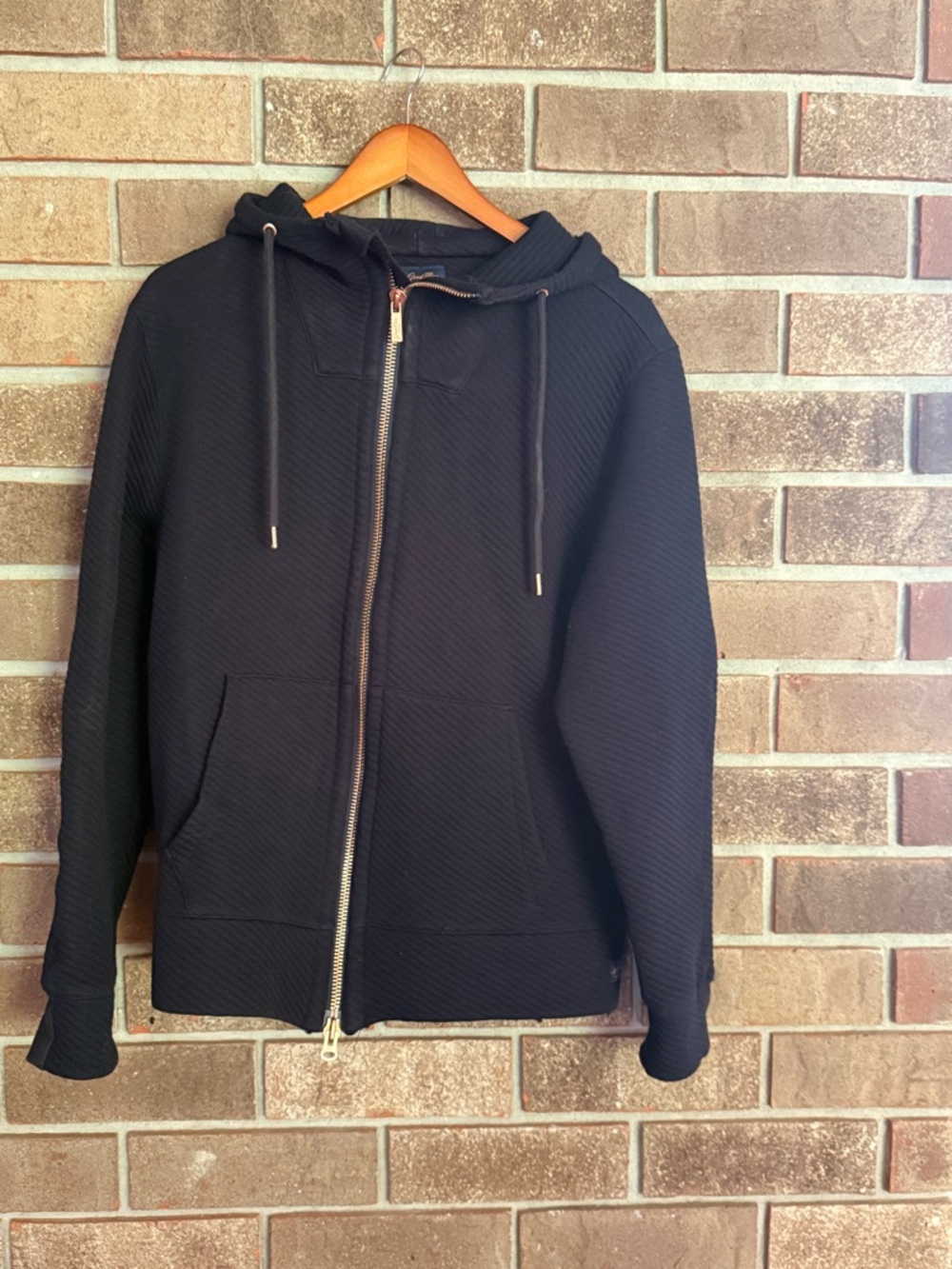Good Man Brand Black Quilted Zip-Up Hoodie Jacket